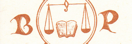 Fragment ekslibrisu Wydziałowej Biblioteki Prawniczej UJ